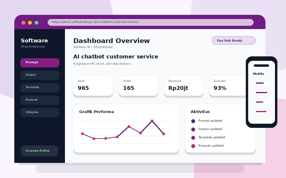 Screenshot utama AI chatbot customer service