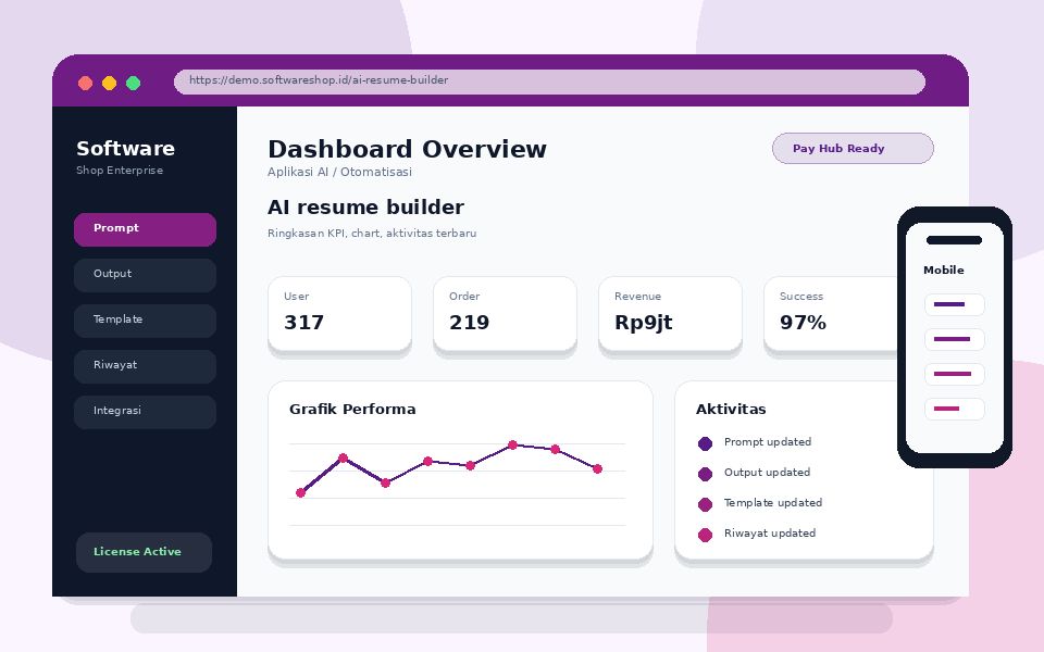 Screenshot utama AI resume builder