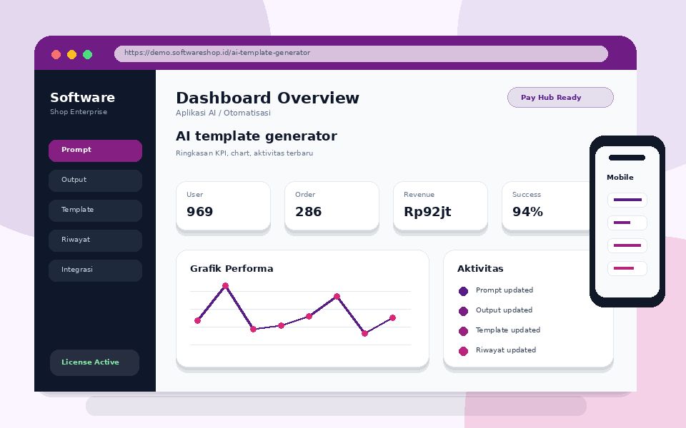 Screenshot utama AI template generator