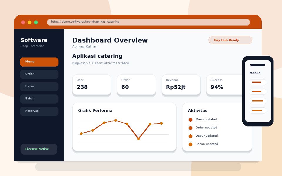 Screenshot utama Aplikasi catering