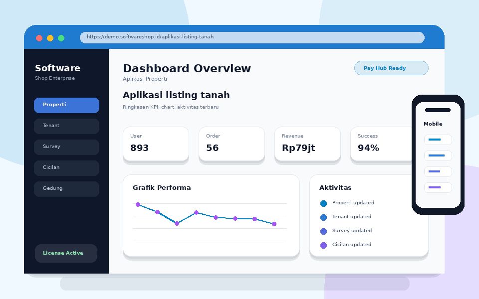 Screenshot Aplikasi listing tanah