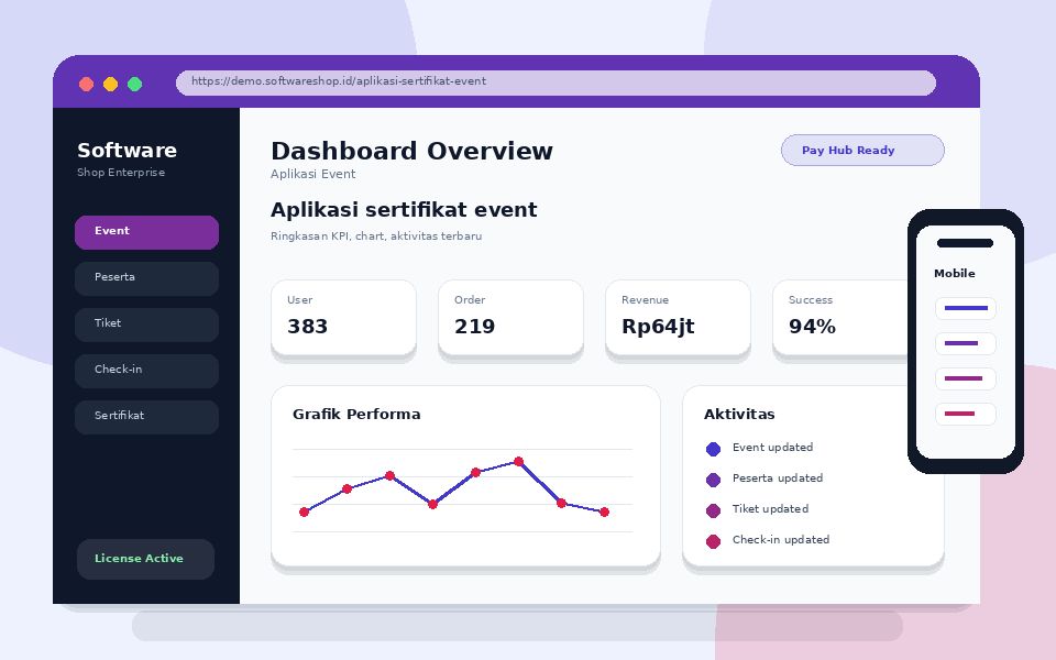 Screenshot Aplikasi sertifikat event