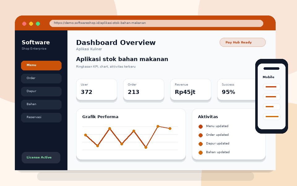 Screenshot utama Aplikasi stok bahan makanan