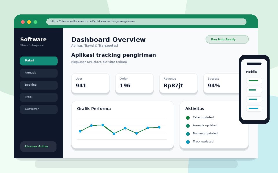 Screenshot utama Aplikasi tracking pengiriman